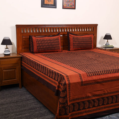 Orange - cotton bagh double bedsheet with pillow covers 20