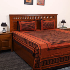 Orange - cotton bagh double bedsheet with pillow covers 20