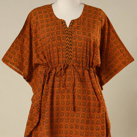 Orange - cotton bagh kaftan with tie-up waist (medium) 05