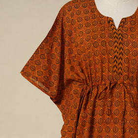 Orange - cotton bagh kaftan with tie-up waist (medium) 05