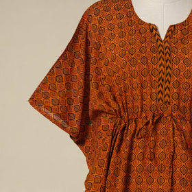 Orange - cotton bagh kaftan with tie-up waist (medium) 05