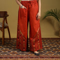 Buy Orange Cotton Bengal Kantha Hand Embroidery Palazzo