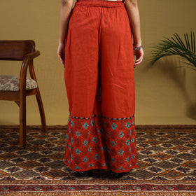 Orange - cotton bengal kantha hand embroidery palazzo 56