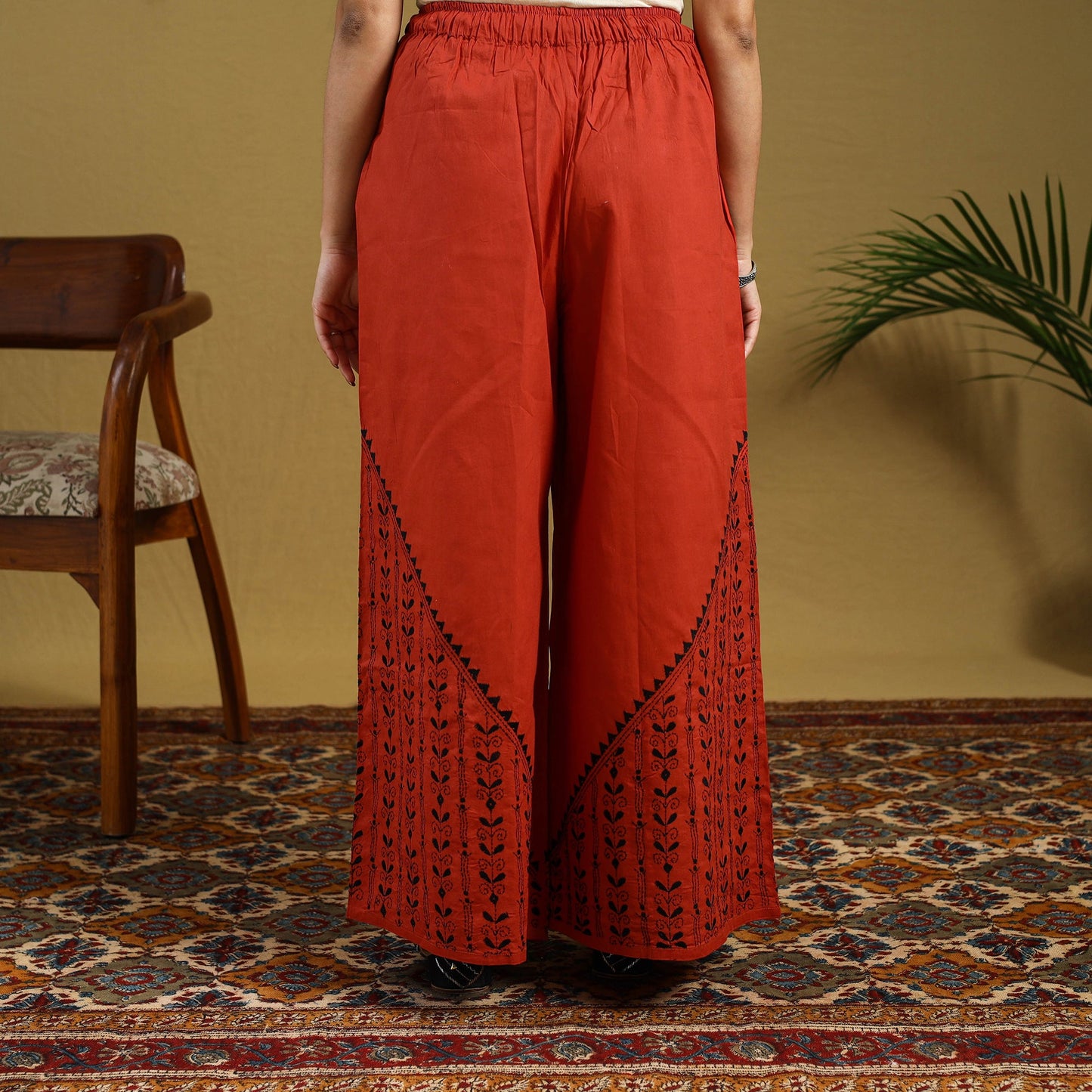 Buy Cotton Bengal Kantha Hand Embroidery Palazzo