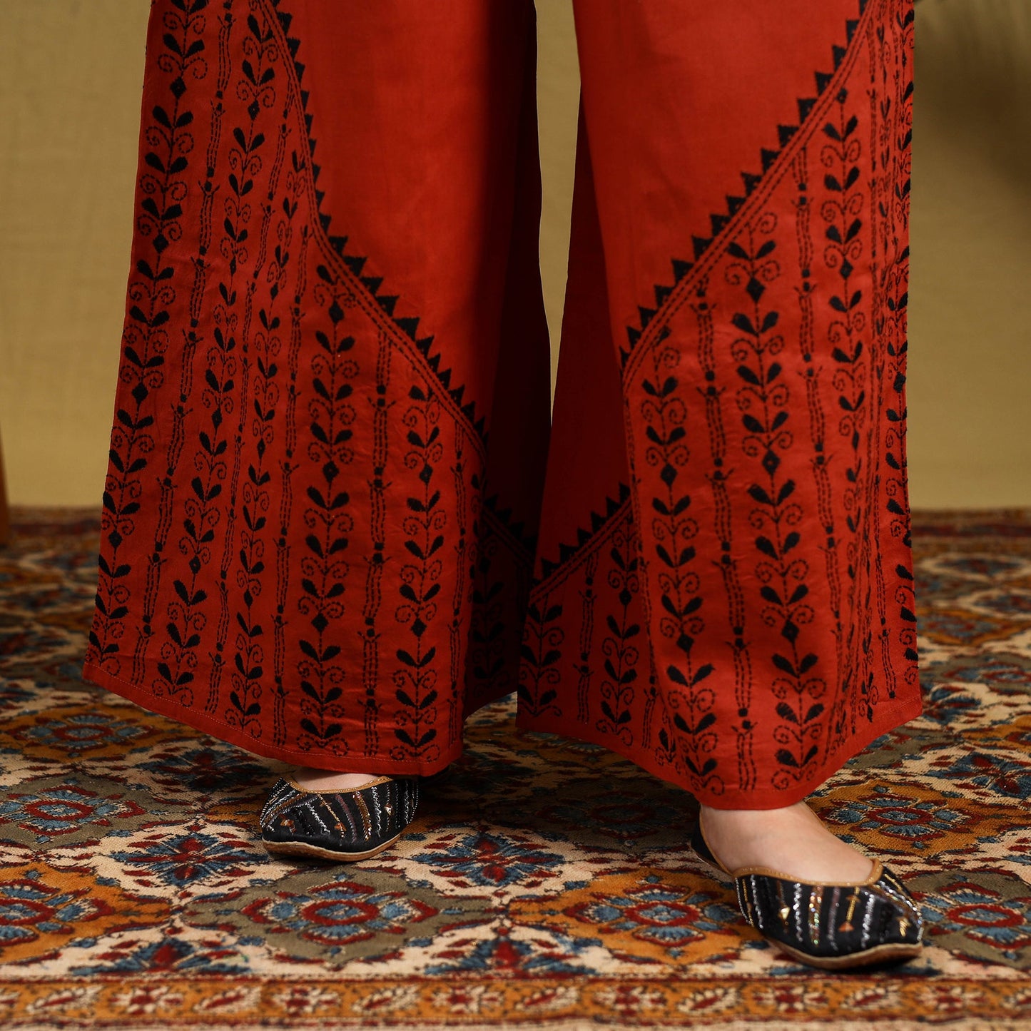 Buy Cotton Bengal Kantha Hand Embroidery Palazzo