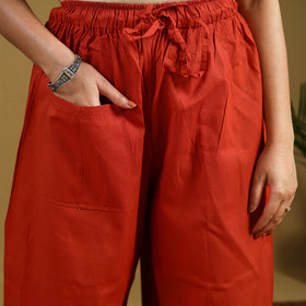 Buy Orange Cotton Bengal Kantha Hand Embroidery Palazzo