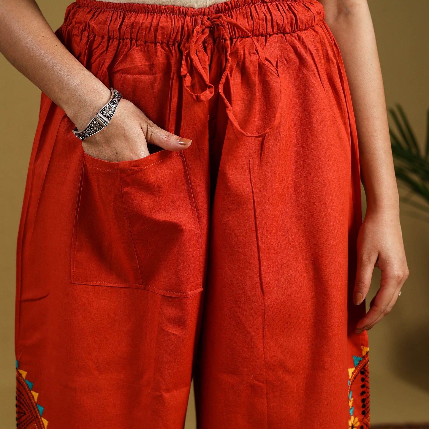 Buy Cotton Bengal Kantha Hand Embroidery Palazzo