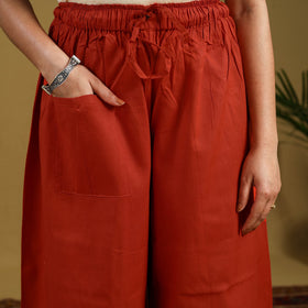 Buy Orange Cotton Bengal Kantha Hand Embroidery Palazzo