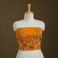 Orange Cotton Bengal Kantha Stitch Blouse Piece 