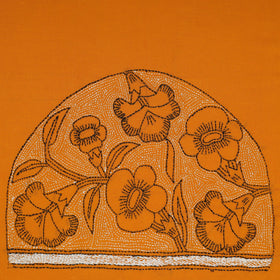 Orange Cotton Bengal Kantha Stitch Blouse Piece 