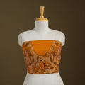 Orange Cotton Bengal Kantha Stitch Blouse Piece 
