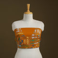 Orange Cotton Bengal Kantha Stitch Blouse Piece 