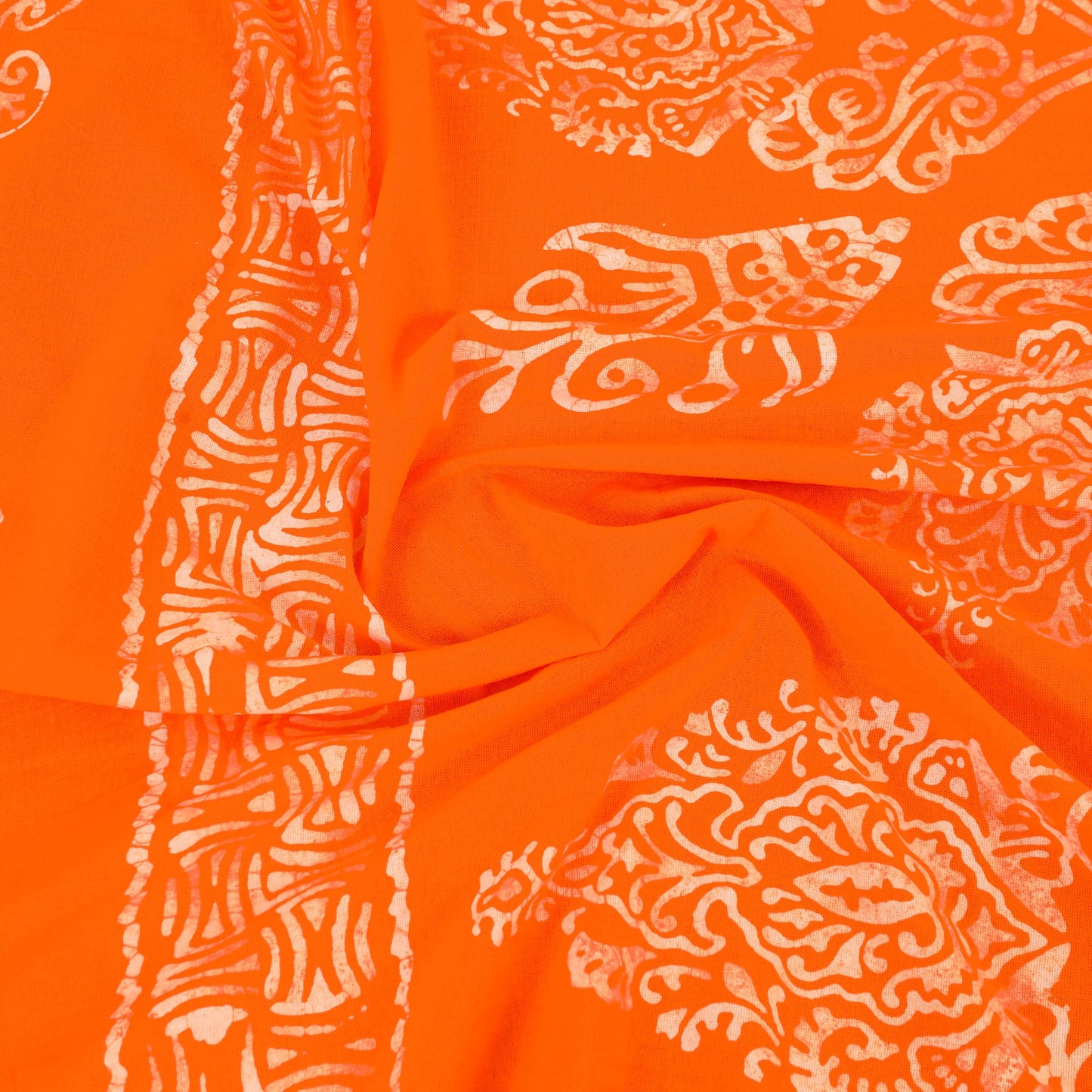 Orange - cotton double hand batik bed sheet set 19