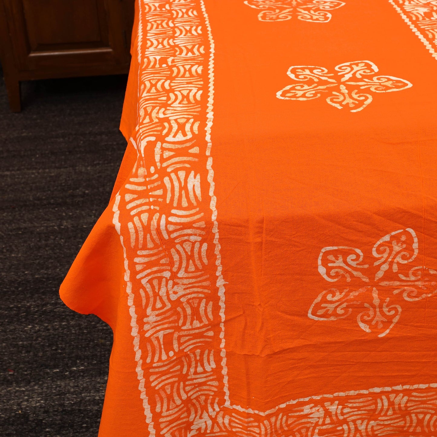 Orange - cotton double hand batik bed sheet set 19