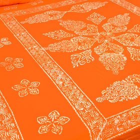 Orange - cotton double hand batik bed sheet set 19