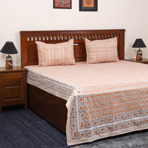 Cotton double sanganeri bed sheet set (108 x 90 in) 06