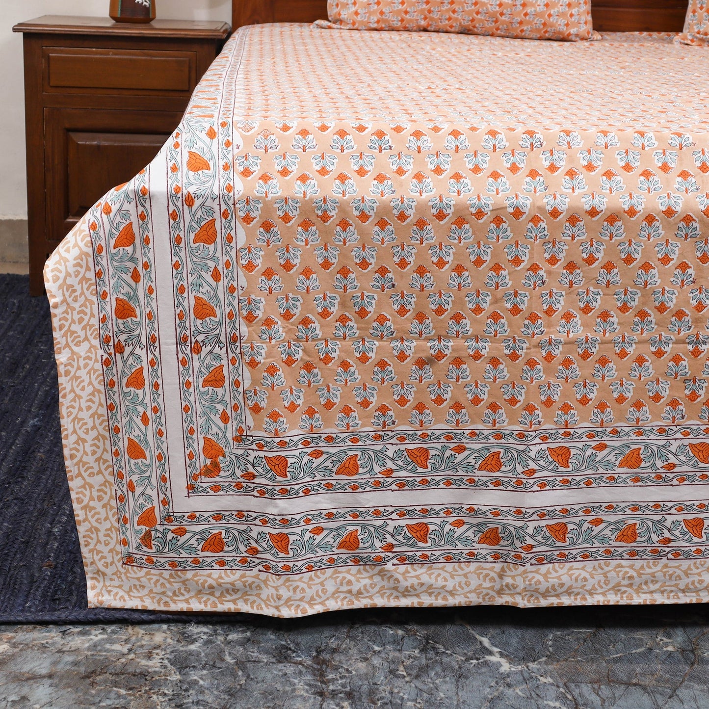 Cotton double sanganeri bed sheet set (108 x 90 in) 06