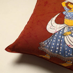 Buy Orange Pure Cotton Hand Batik Cushion Cover