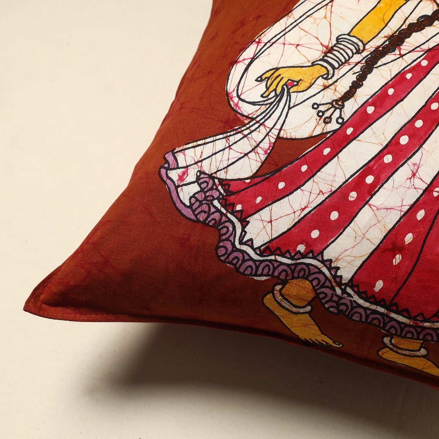  Orange Cotton Hand Batik Cushion Cover