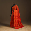 Orange - cotton hand batik saree 21 - handcrafted