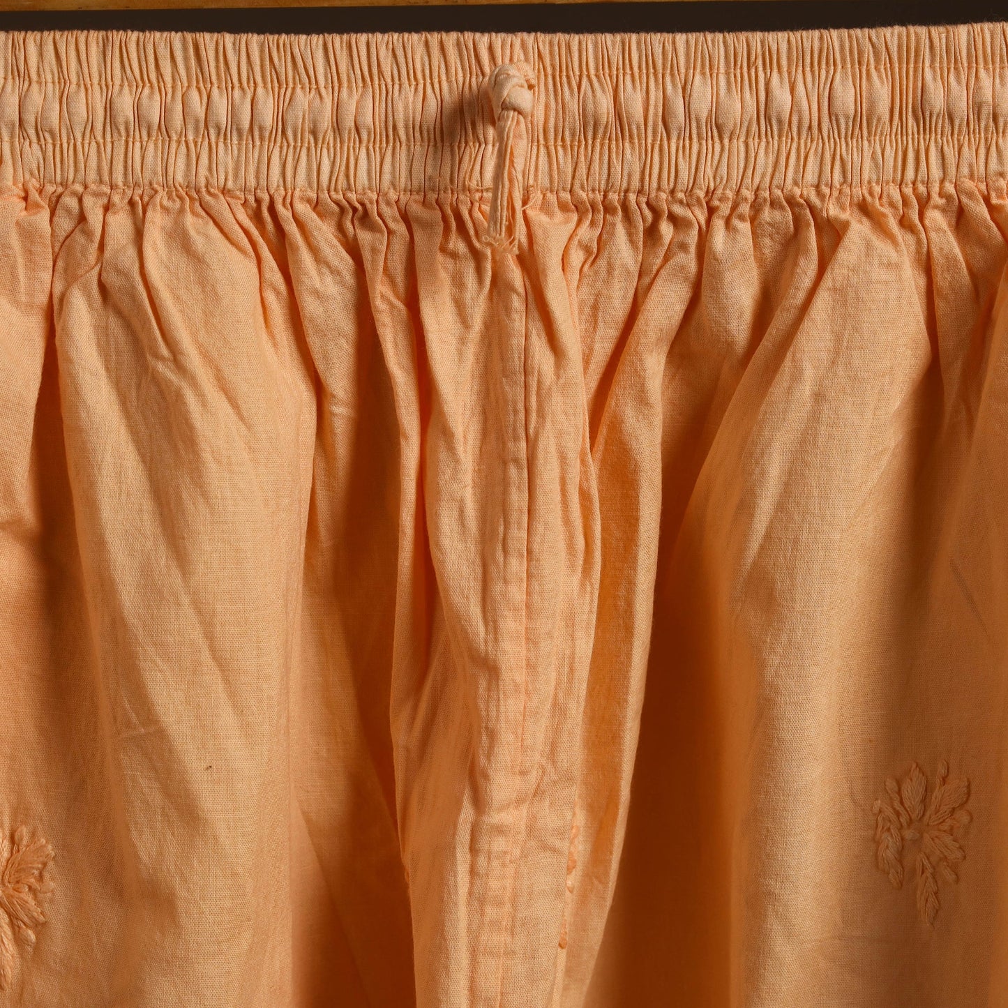 Buy Orange Cotton Hand Embroidery Chikankari Short