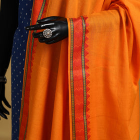 Orange - cotton jacquard dupatta with thread border 21