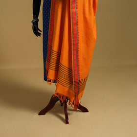 Orange - cotton jacquard dupatta with thread border 21