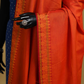 Orange - cotton jacquard dupatta with thread border 36