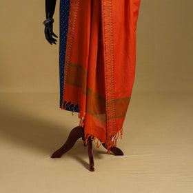 Orange - cotton jacquard dupatta with thread border 36