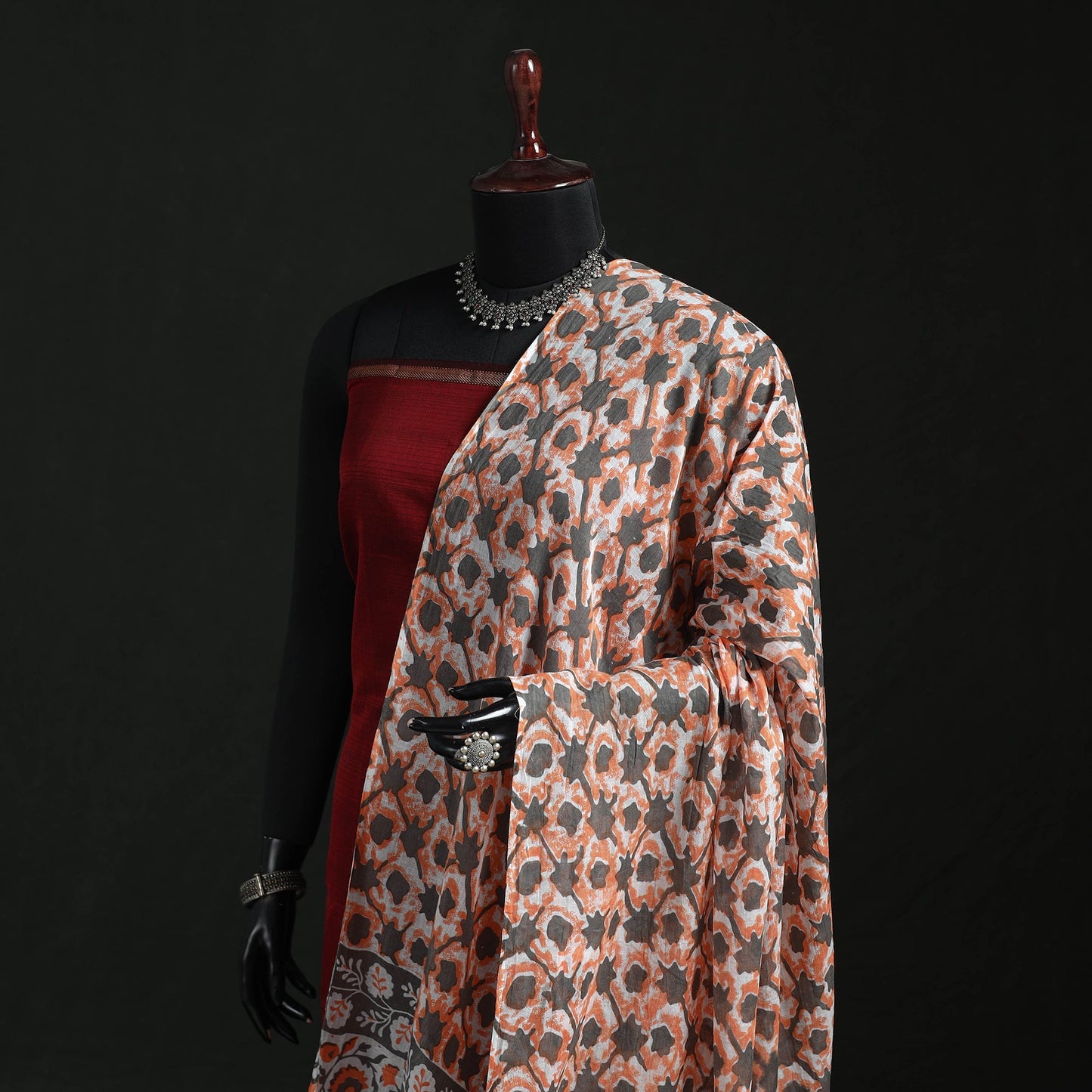 Cotton jaipur printed dupatta 72 - handcrafted