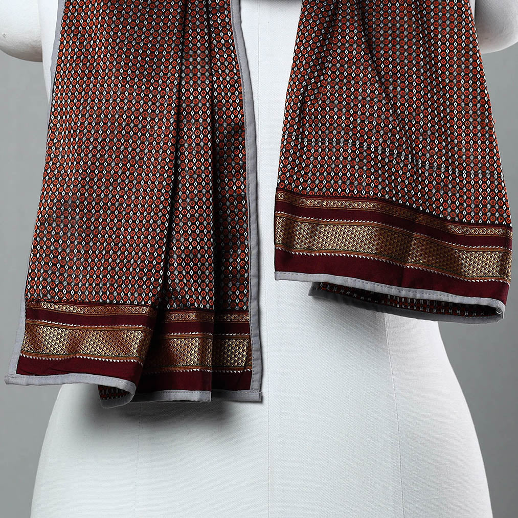  Orange Cotton Khun Weave Stole