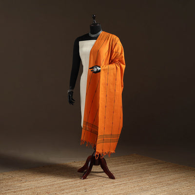 Cotton plain dupatta with thread border 40 - handcrafted