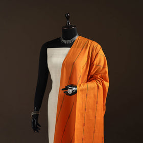 Cotton plain dupatta with thread border 40 - handcrafted