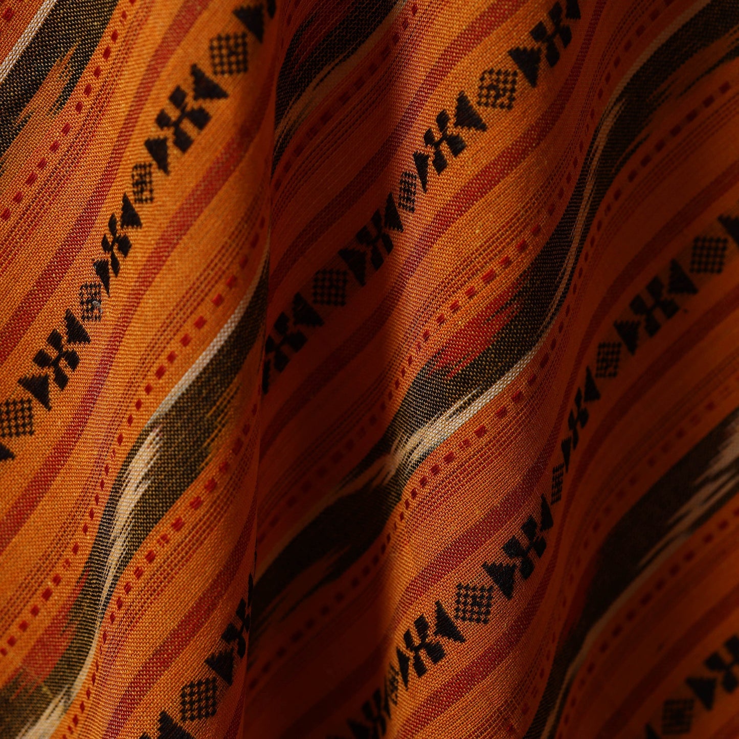 Cotton pochampally dabi ikat fabric 20 - handcrafted
