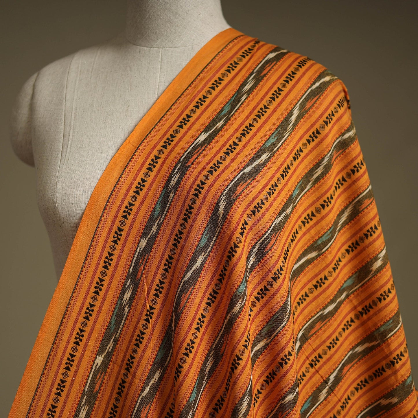 Cotton pochampally dabi ikat fabric 22 - handcrafted