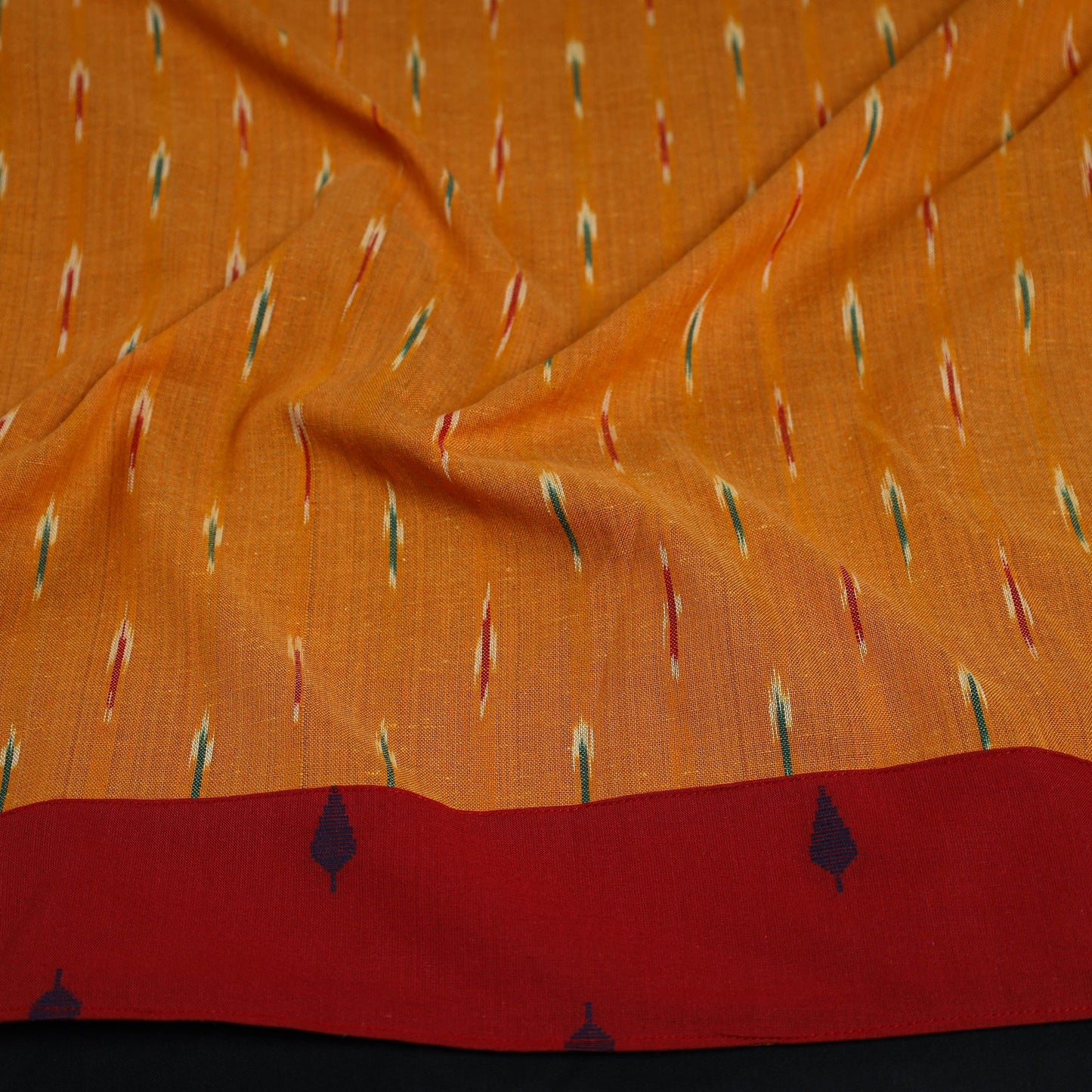 Orange - cotton pochampally ikat blouse piece 13