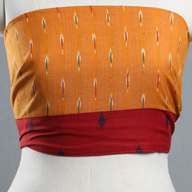 Orange - cotton pochampally ikat blouse piece 13