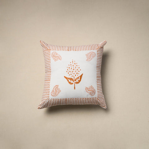 Cotton sanganeri cushion cover (16 x 16 in) 20 - handcrafted