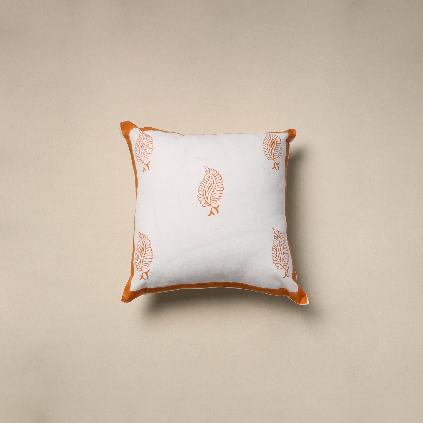 Cotton sanganeri cushion cover (16 x 16 in) 31 - handcrafted