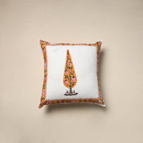 Cotton sanganeri cushion cover (16 x 16 in) 35 - handcrafted