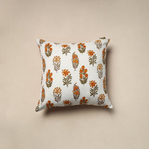 Cotton sanganeri cushion cover (16 x 16 in) 50 - handcrafted