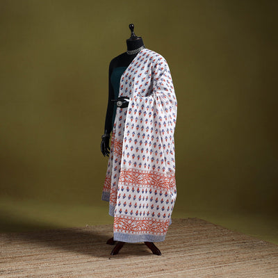 Cotton sanganeri floral dupatta 41 - handcrafted