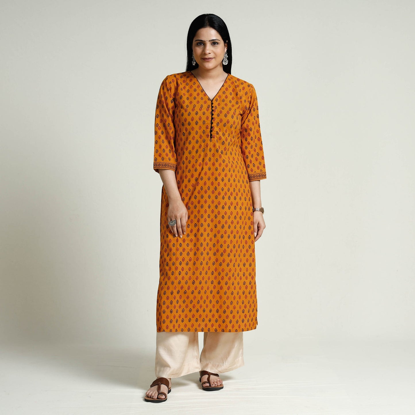  Block Print Cotton Straight Bagh Kurta For Women