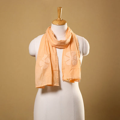 Cut Work Cotton Orange Barmer Applique Stole
