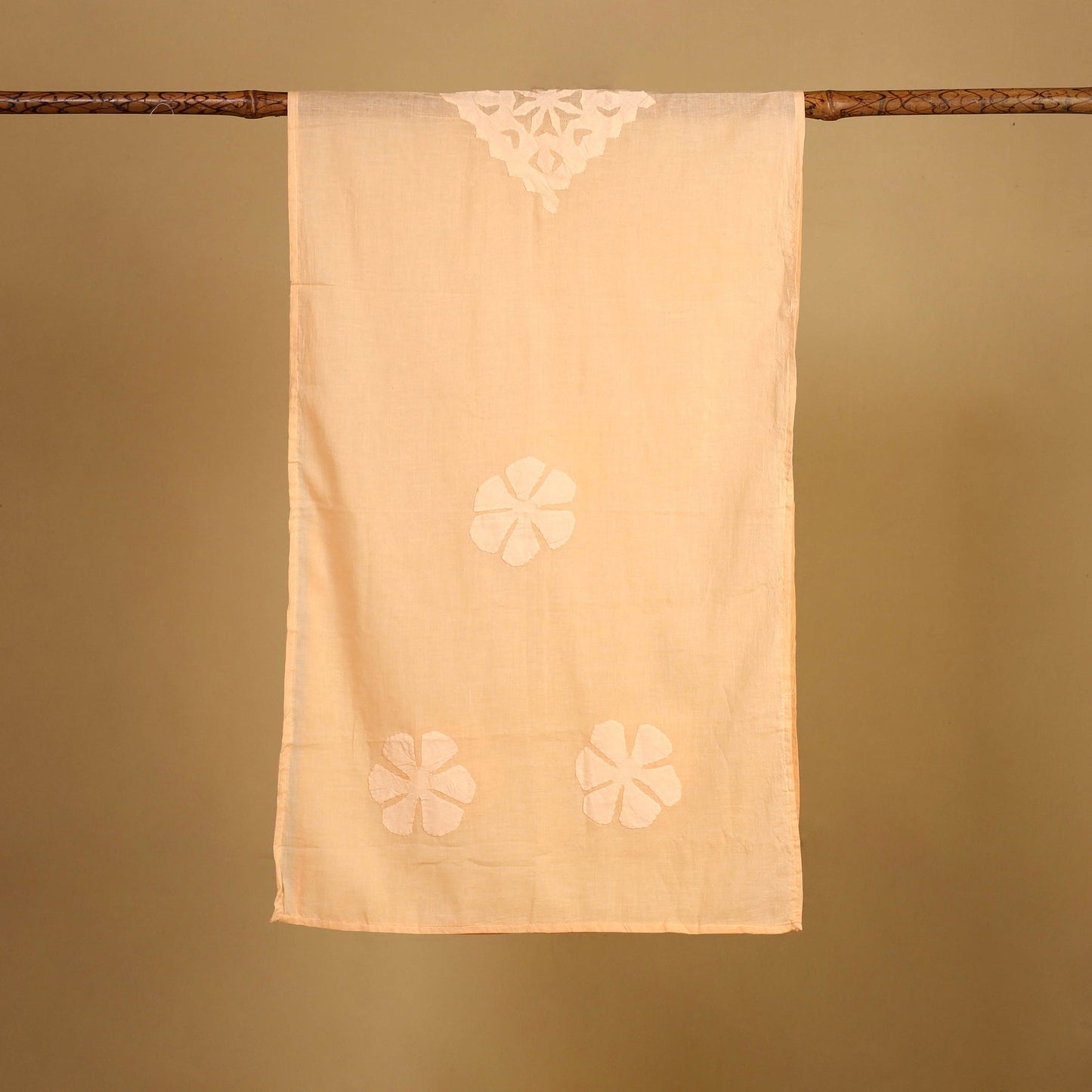 Cut Work Cotton Orange Barmer Applique Stole