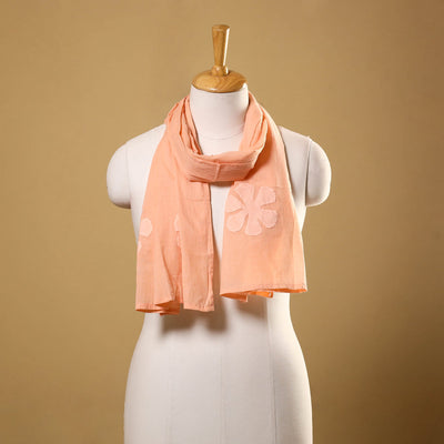 Cut Work Cotton Orange Barmer Applique Stole