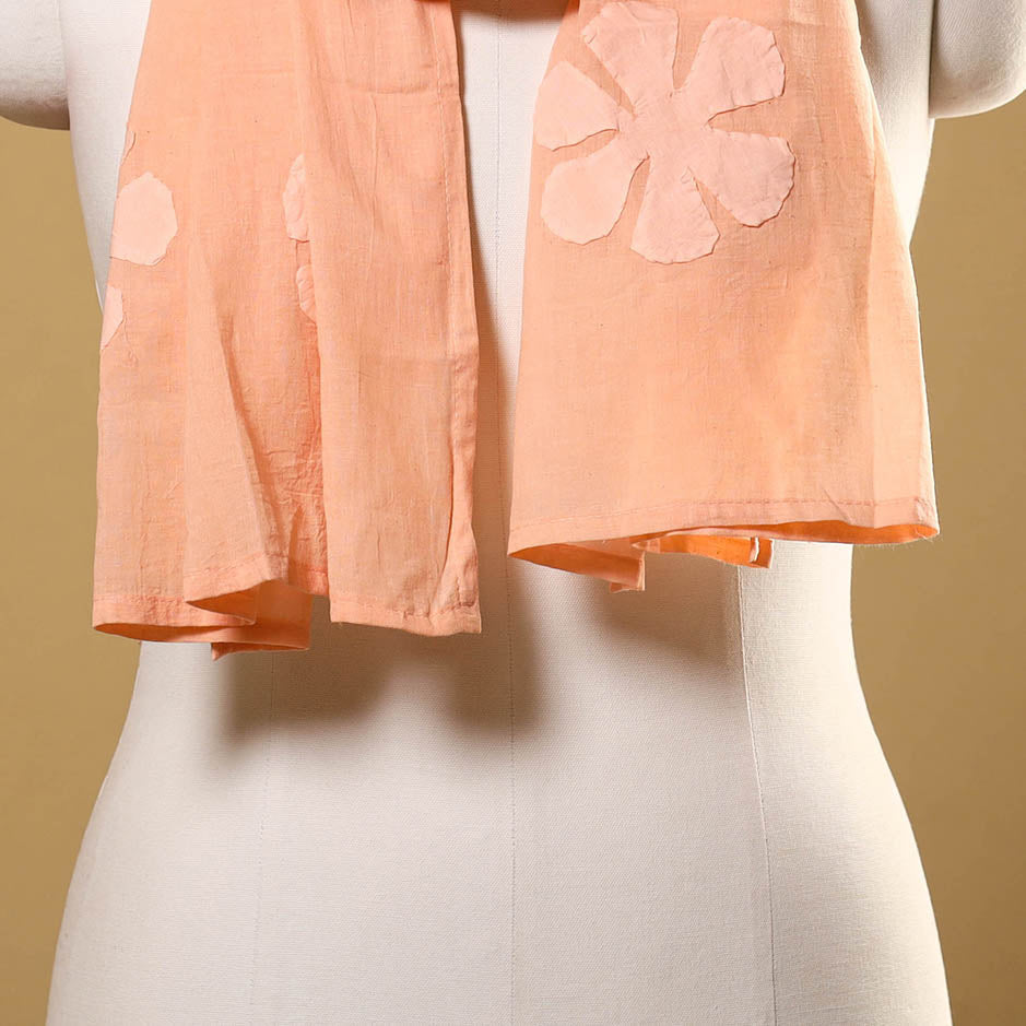 Cut Work Cotton Orange Barmer Applique Stole