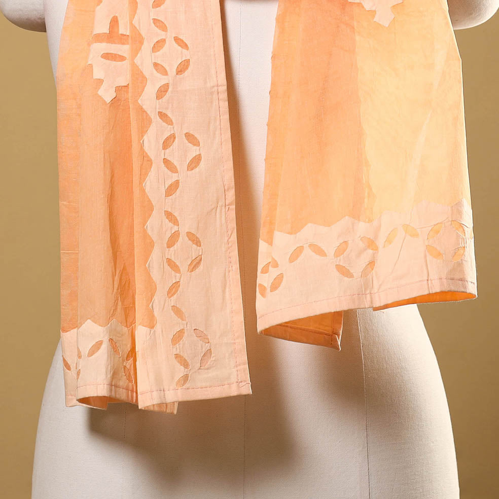 Buy Cut Work Cotton Orange Barmer Applique Stole