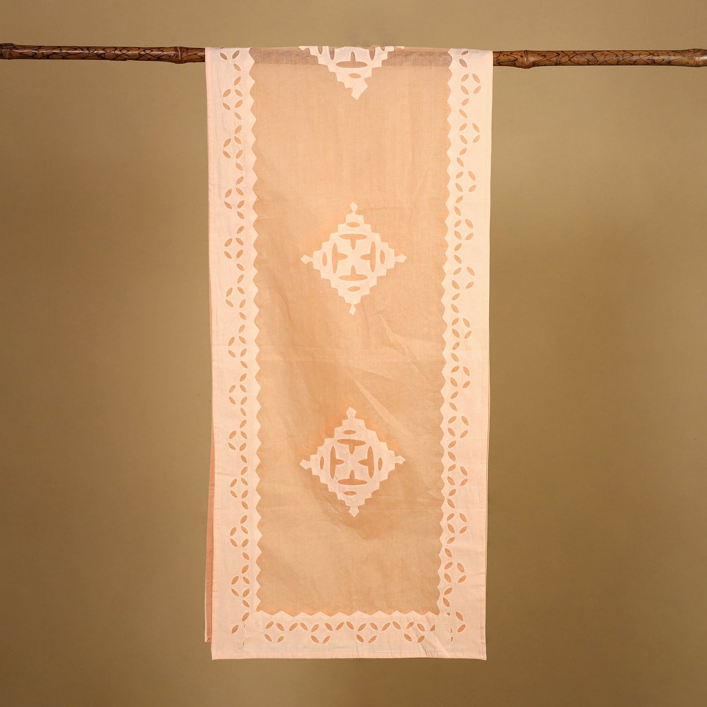 Buy Cut Work Cotton Orange Barmer Applique Stole