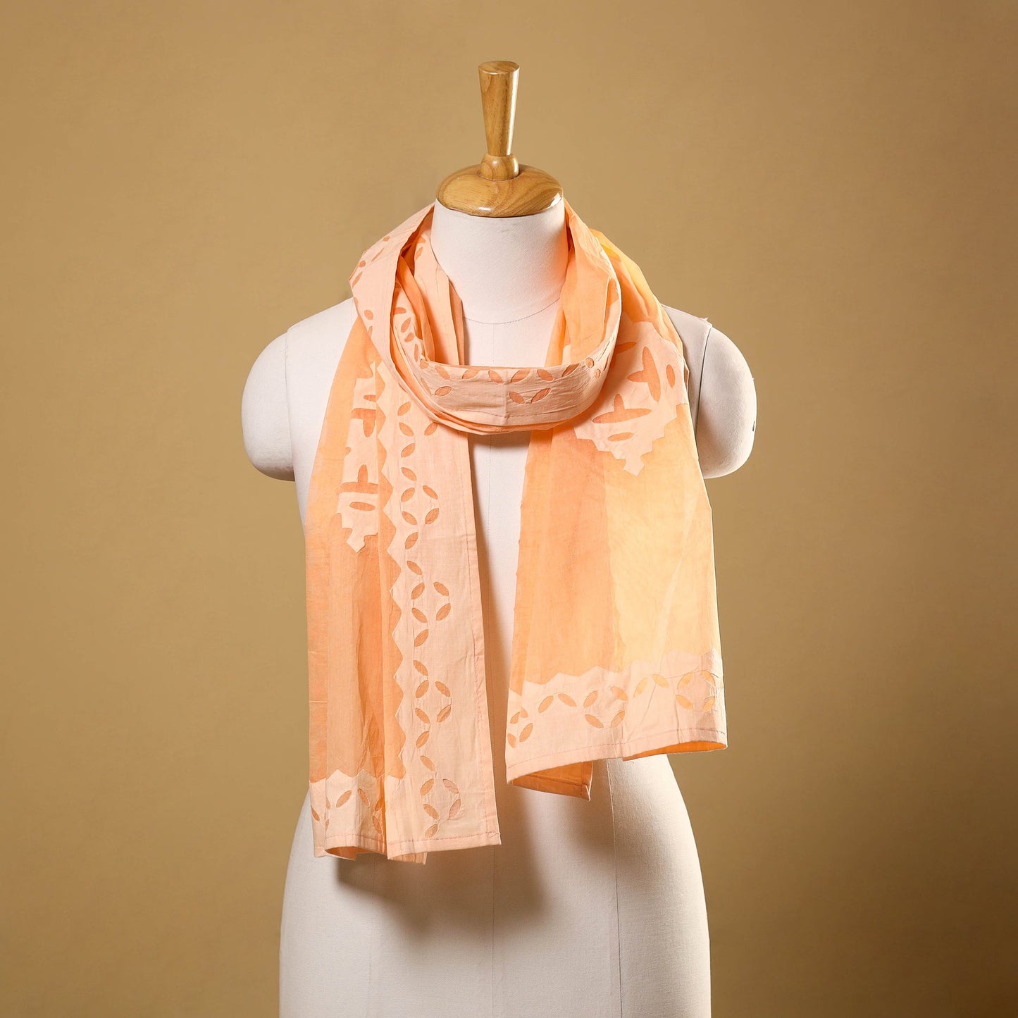Buy Cut Work Cotton Orange Barmer Applique Stole